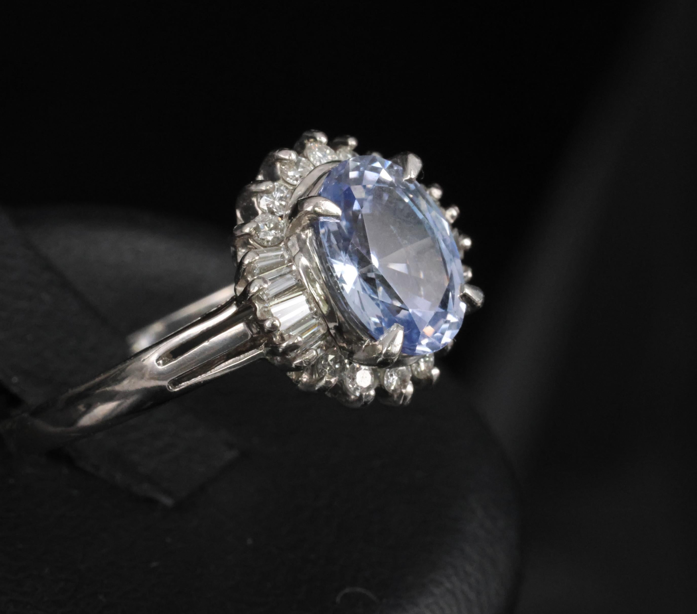 2.38ct GIA Blueish Violet Sapphire & 0.45ct Diamond Platinum Ring, Size 7.75