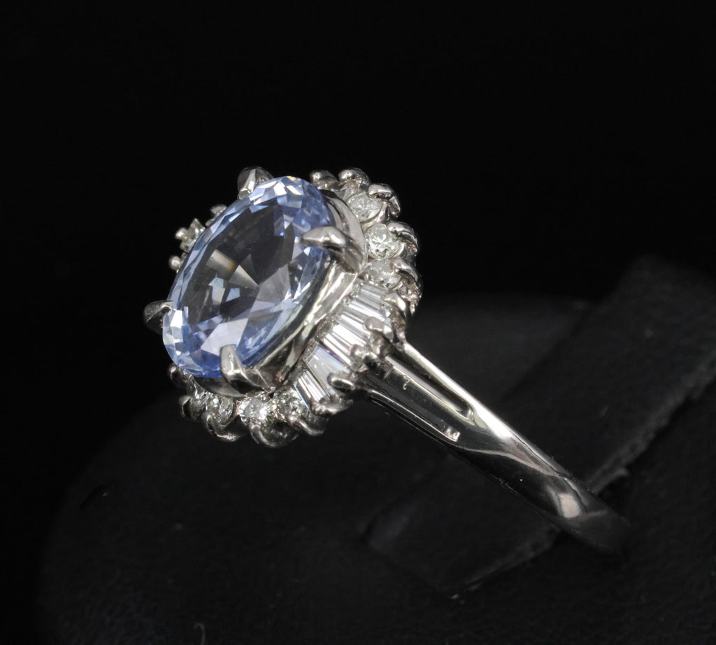 2.38ct GIA Blueish Violet Sapphire & 0.45ct Diamond Platinum Ring, Size 7.75