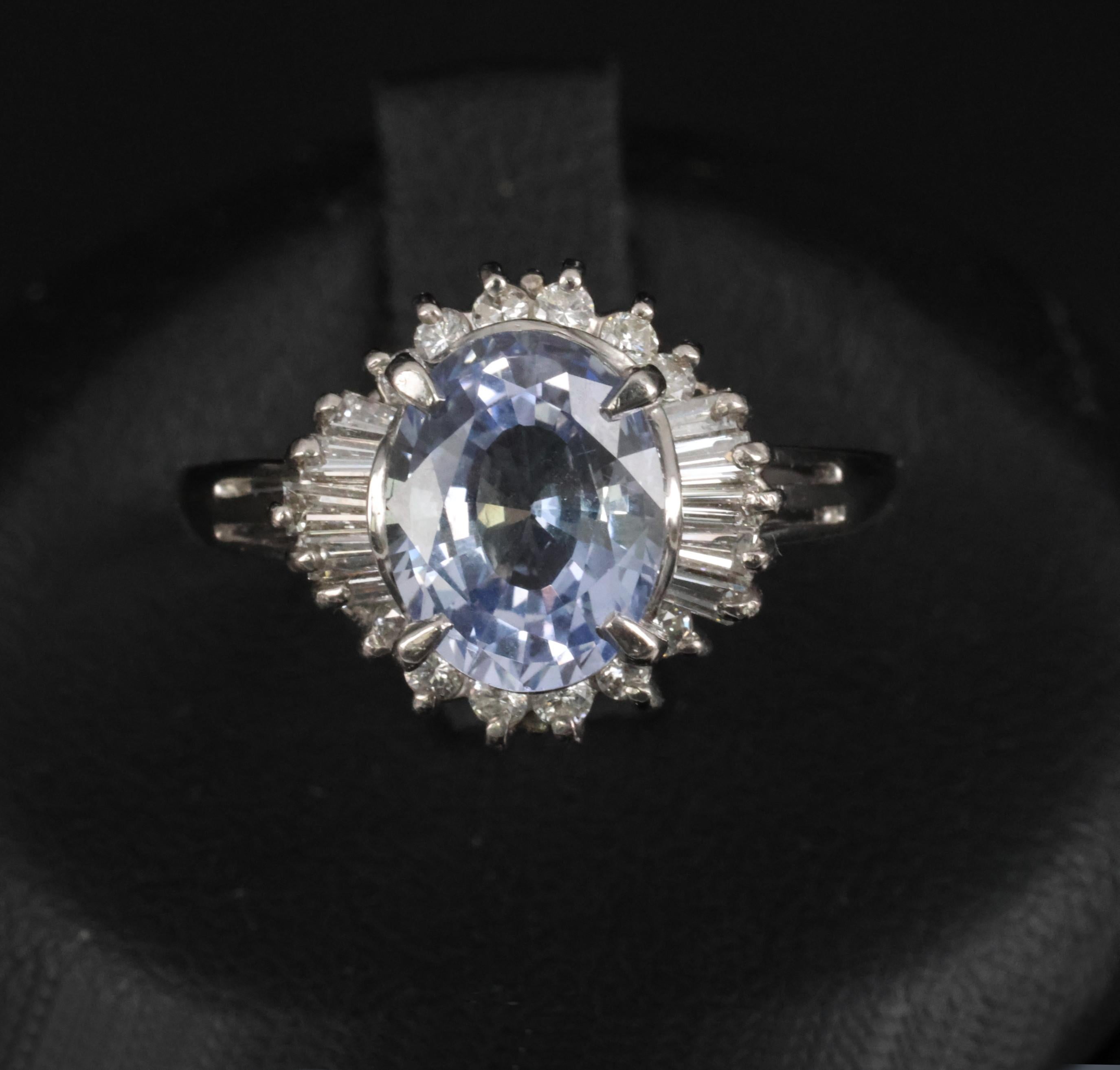 2.38ct GIA Blueish Violet Sapphire & 0.45ct Diamond Platinum Ring, Size 7.75