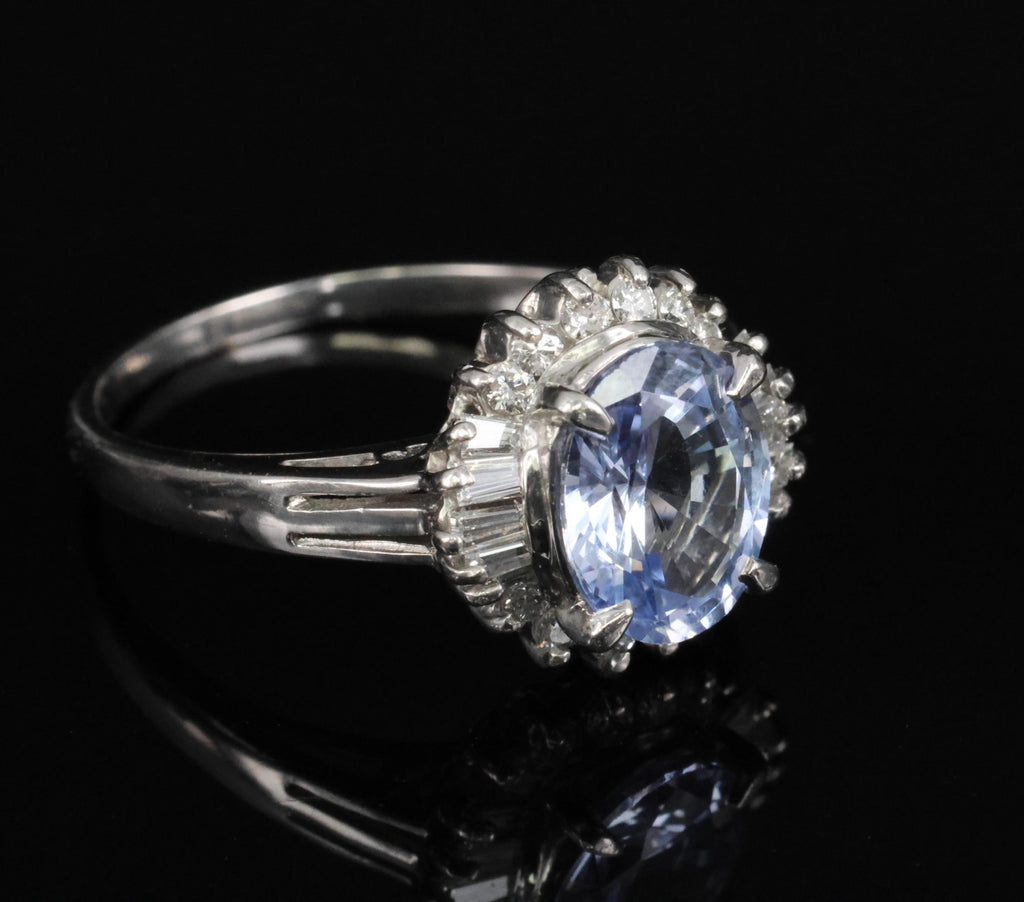 2.38ct GIA Blueish Violet Sapphire & 0.45ct Diamond Platinum Ring, Size 7.75