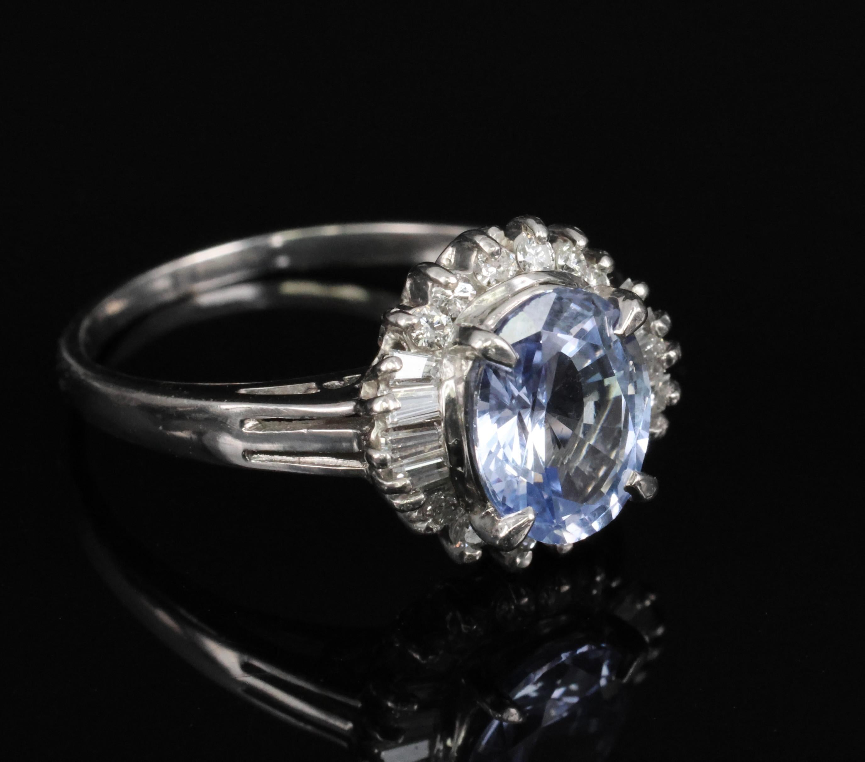 2.38ct GIA Blueish Violet Sapphire & 0.45ct Diamond Platinum Ring, Size 7.75