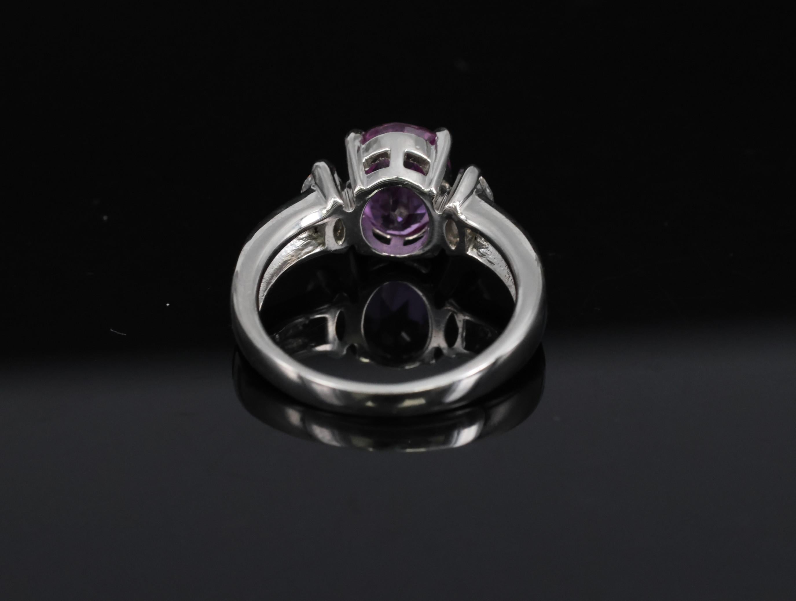 Fine 2.91ct GIA Vivid Pink Ceylon Sapphire & 0.54ct Diamond Platinum Ring Size 6