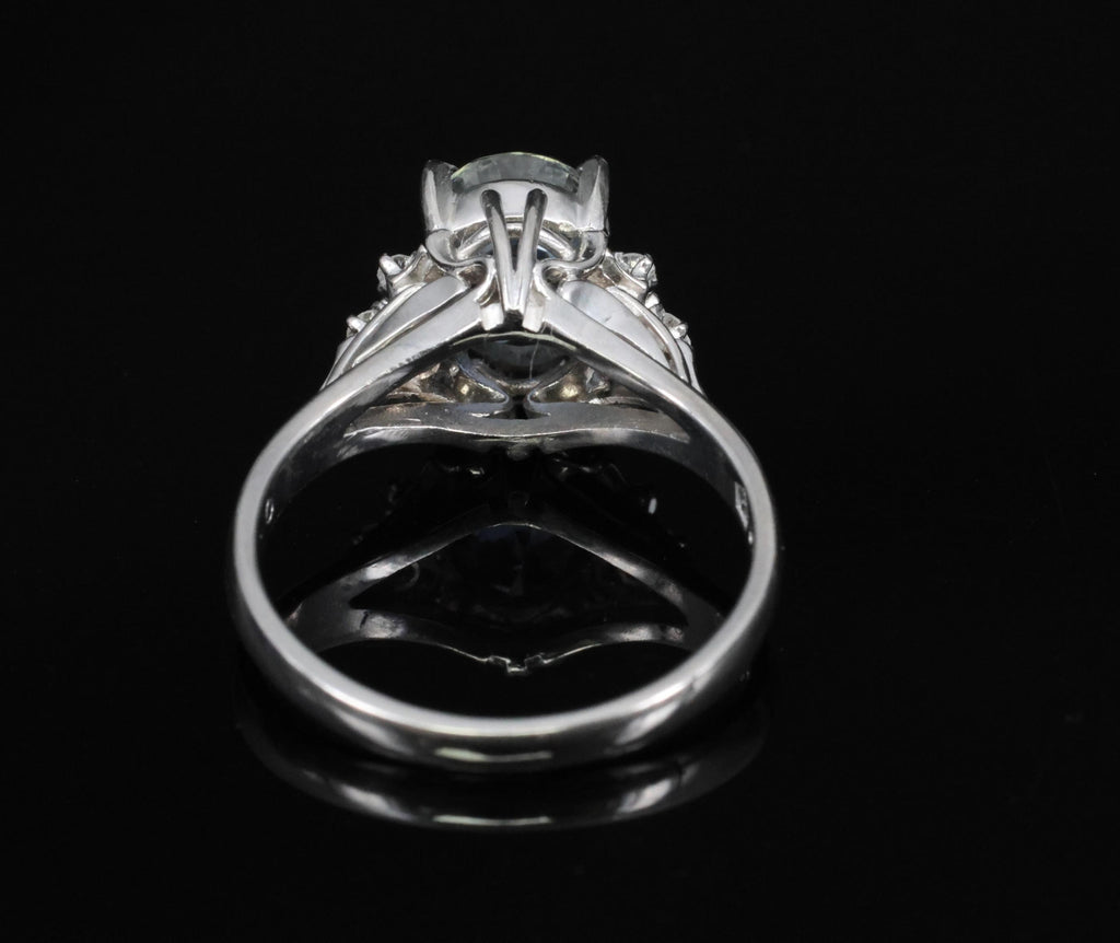 3.00ct GIA Ceylon No Heat Blue Sapphire & 0.08 Diamond Platinum Ring, Size 6.25