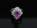 Fine 2.95ct GIA Vivid Pink Sapphire & 0.89ct Diamond Platinum Ring Size 5.75