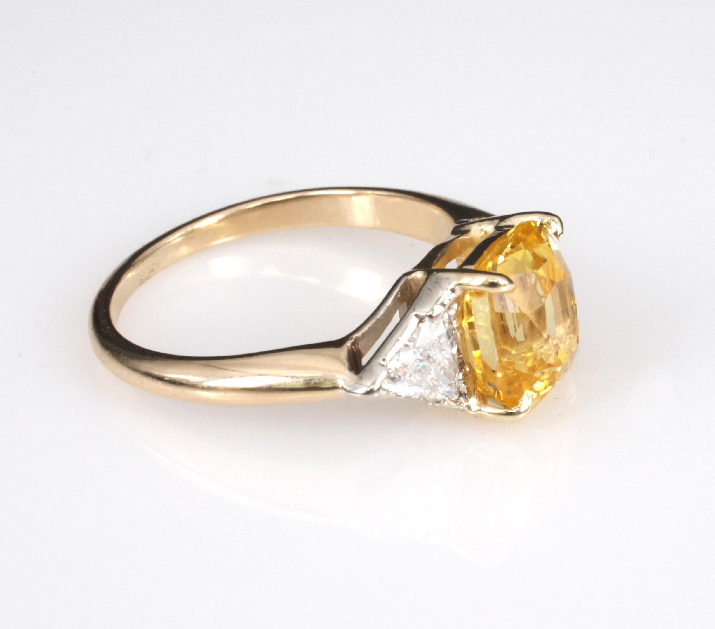 4.52ct GIA Ceylon No Heat Yellow Sapphire & 0.50ct Diamond 18K Gold Ring, Size 8