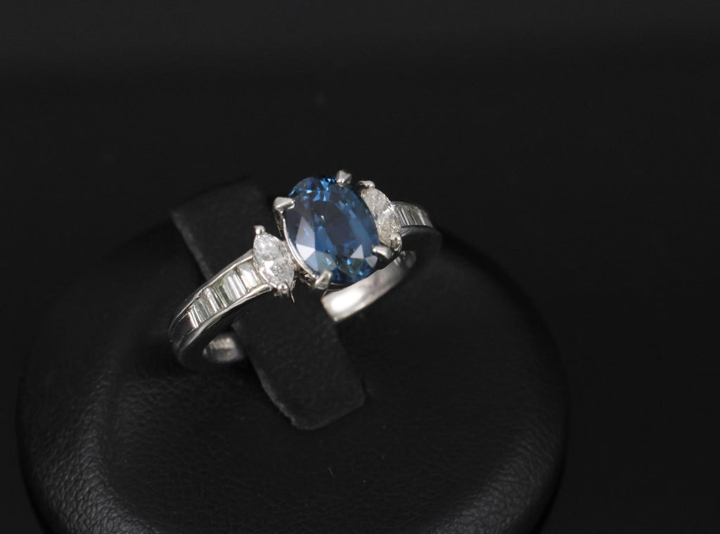Fine 1.97ct GIA Certified Blue Sapphire & 0.50ct Diamond Platinum Ring Size 6.5
