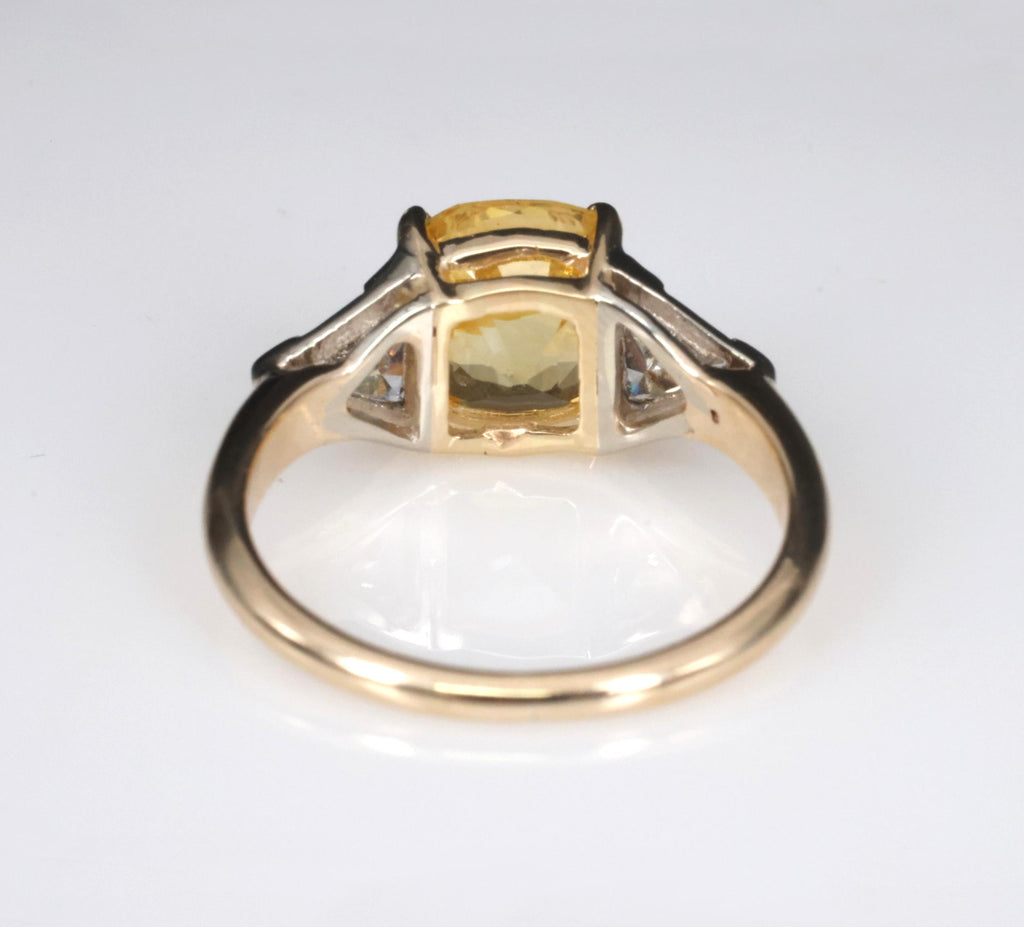 4.52ct GIA Ceylon No Heat Yellow Sapphire & 0.50ct Diamond 18K Gold Ring, Size 8
