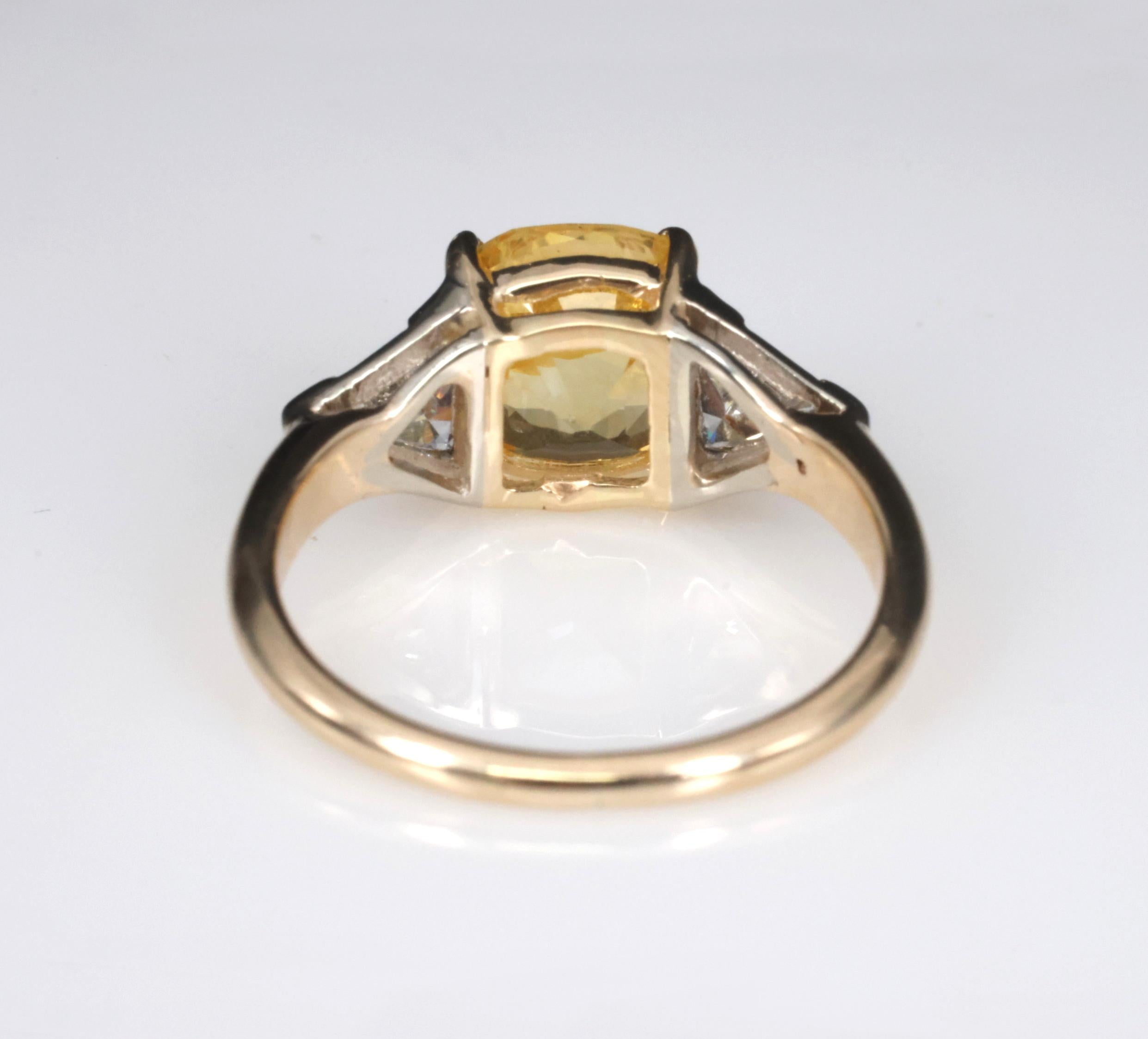 4.52ct GIA Ceylon No Heat Yellow Sapphire & 0.50ct Diamond 18K Gold Ring, Size 8