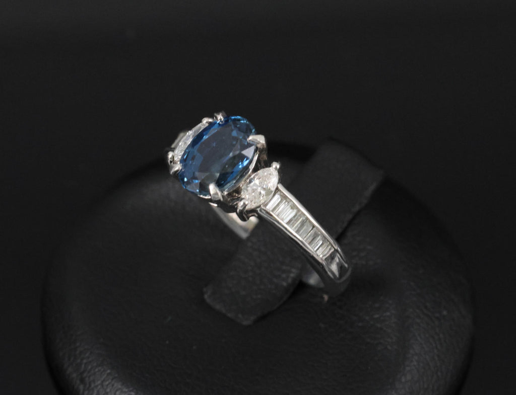 Fine 1.97ct GIA Certified Blue Sapphire & 0.50ct Diamond Platinum Ring Size 6.5