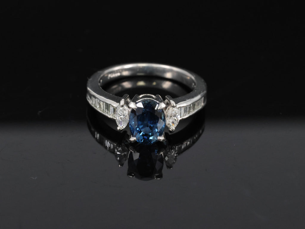 Fine 1.97ct GIA Certified Blue Sapphire & 0.50ct Diamond Platinum Ring Size 6.5