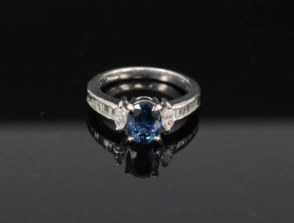 Fine 1.97ct GIA Certified Blue Sapphire & 0.50ct Diamond Platinum Ring Size 6.5