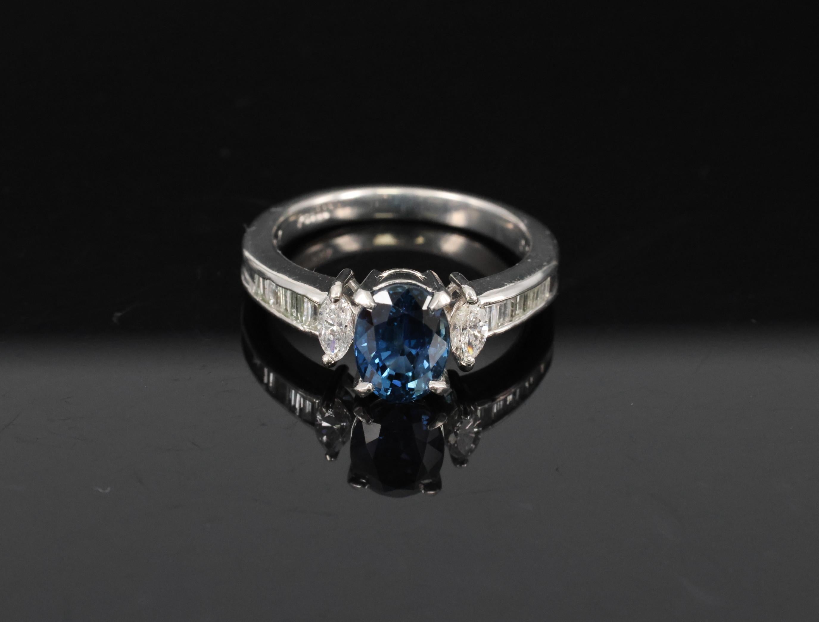 Fine 1.97ct GIA Certified Blue Sapphire & 0.50ct Diamond Platinum Ring Size 6.5