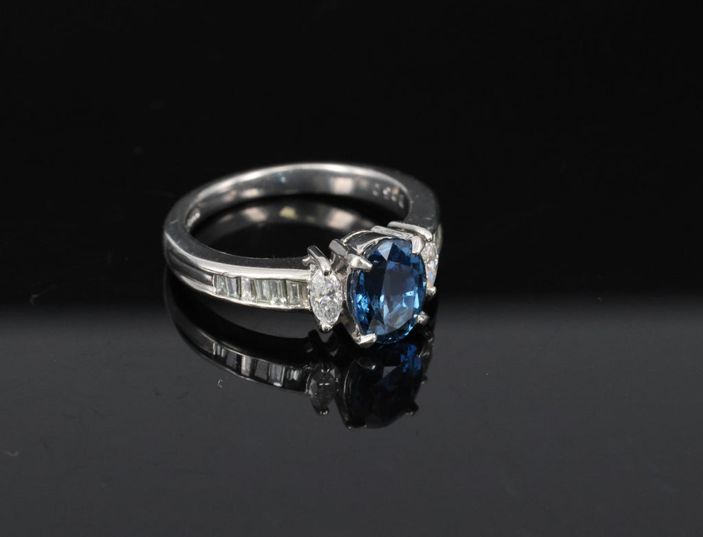 Fine 1.97ct GIA Certified Blue Sapphire & 0.50ct Diamond Platinum Ring Size 6.5