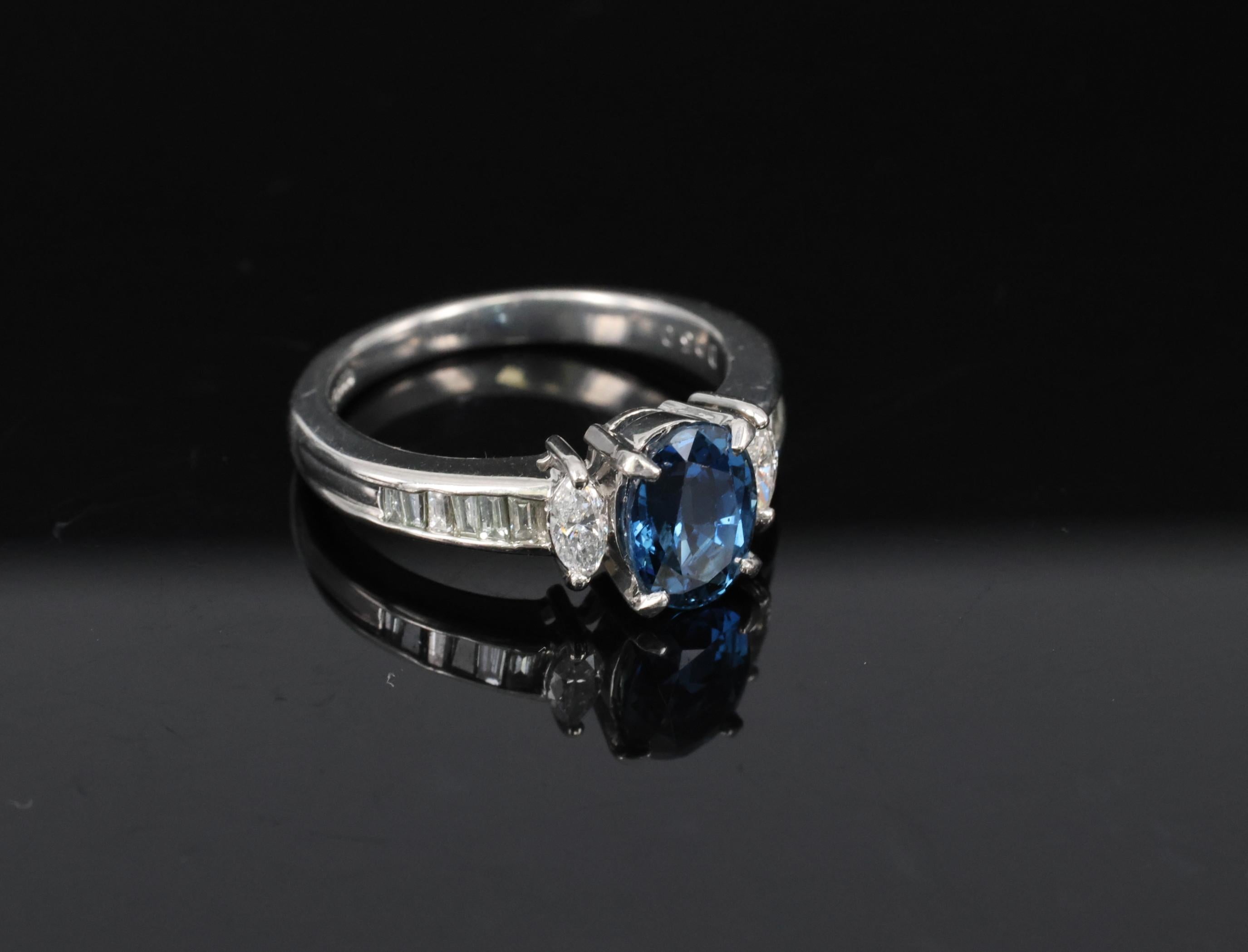 Fine 1.97ct GIA Certified Blue Sapphire & 0.50ct Diamond Platinum Ring Size 6.5