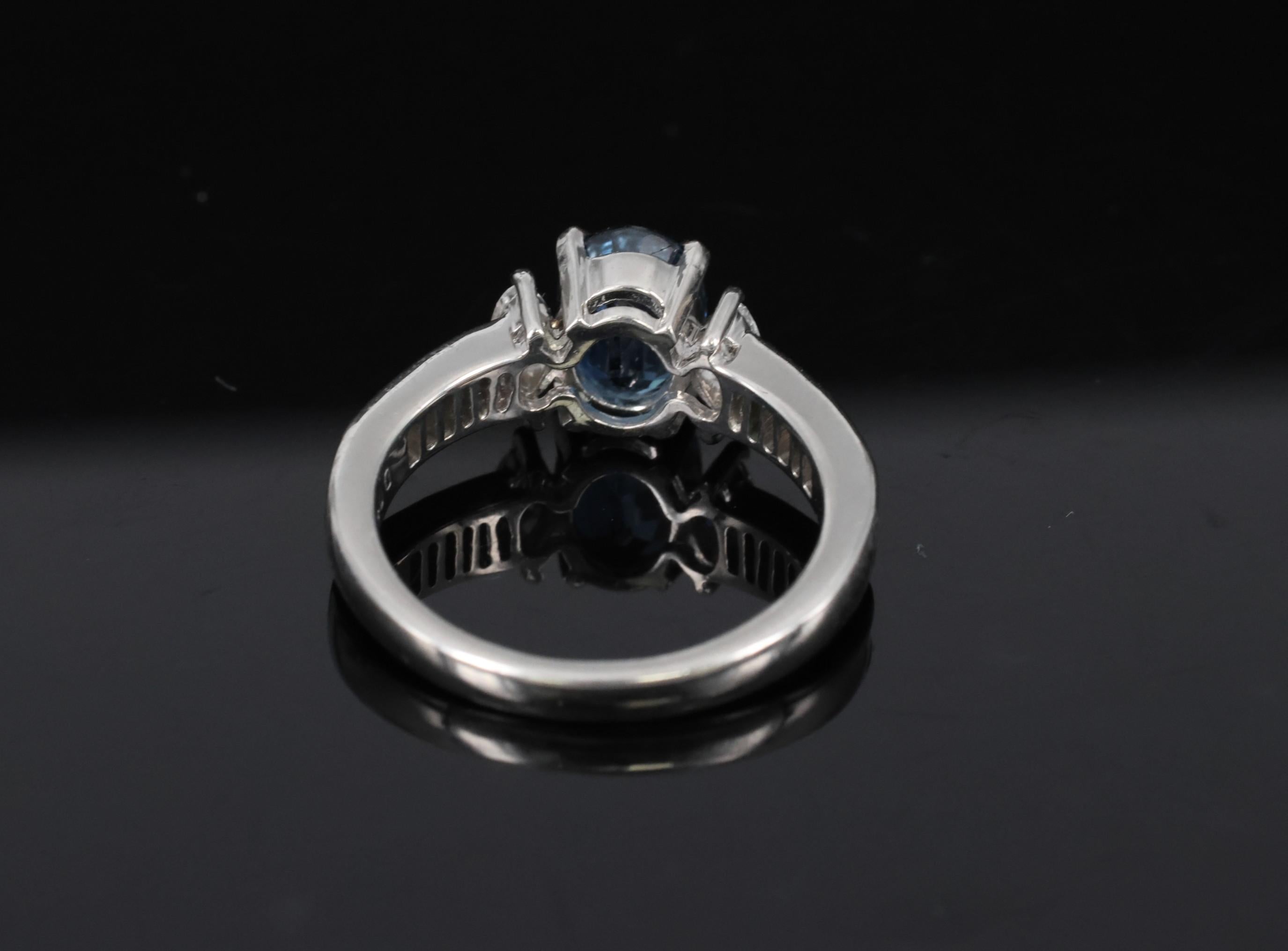 Fine 1.97ct GIA Certified Blue Sapphire & 0.50ct Diamond Platinum Ring Size 6.5