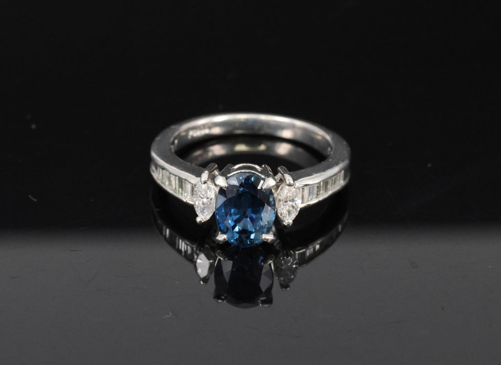 Fine 1.97ct GIA Certified Blue Sapphire & 0.50ct Diamond Platinum Ring Size 6.5