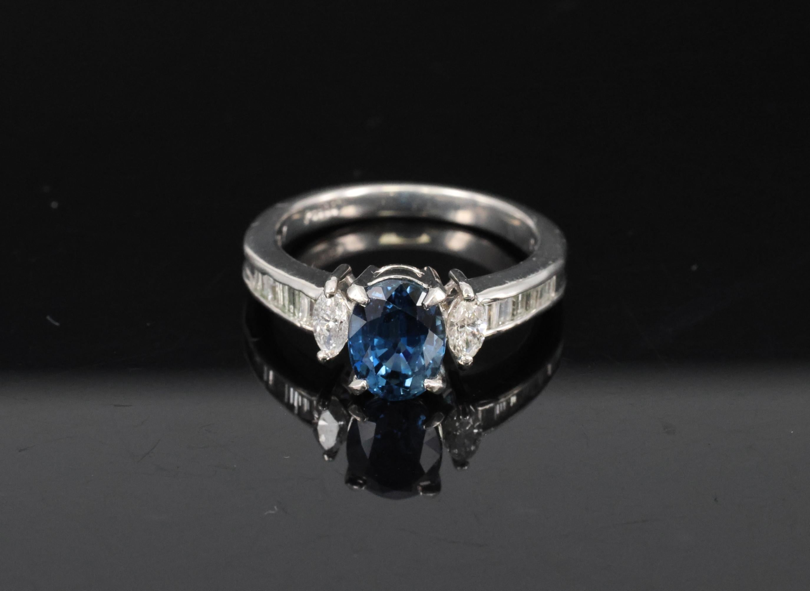 Fine 1.97ct GIA Certified Blue Sapphire & 0.50ct Diamond Platinum Ring Size 6.5