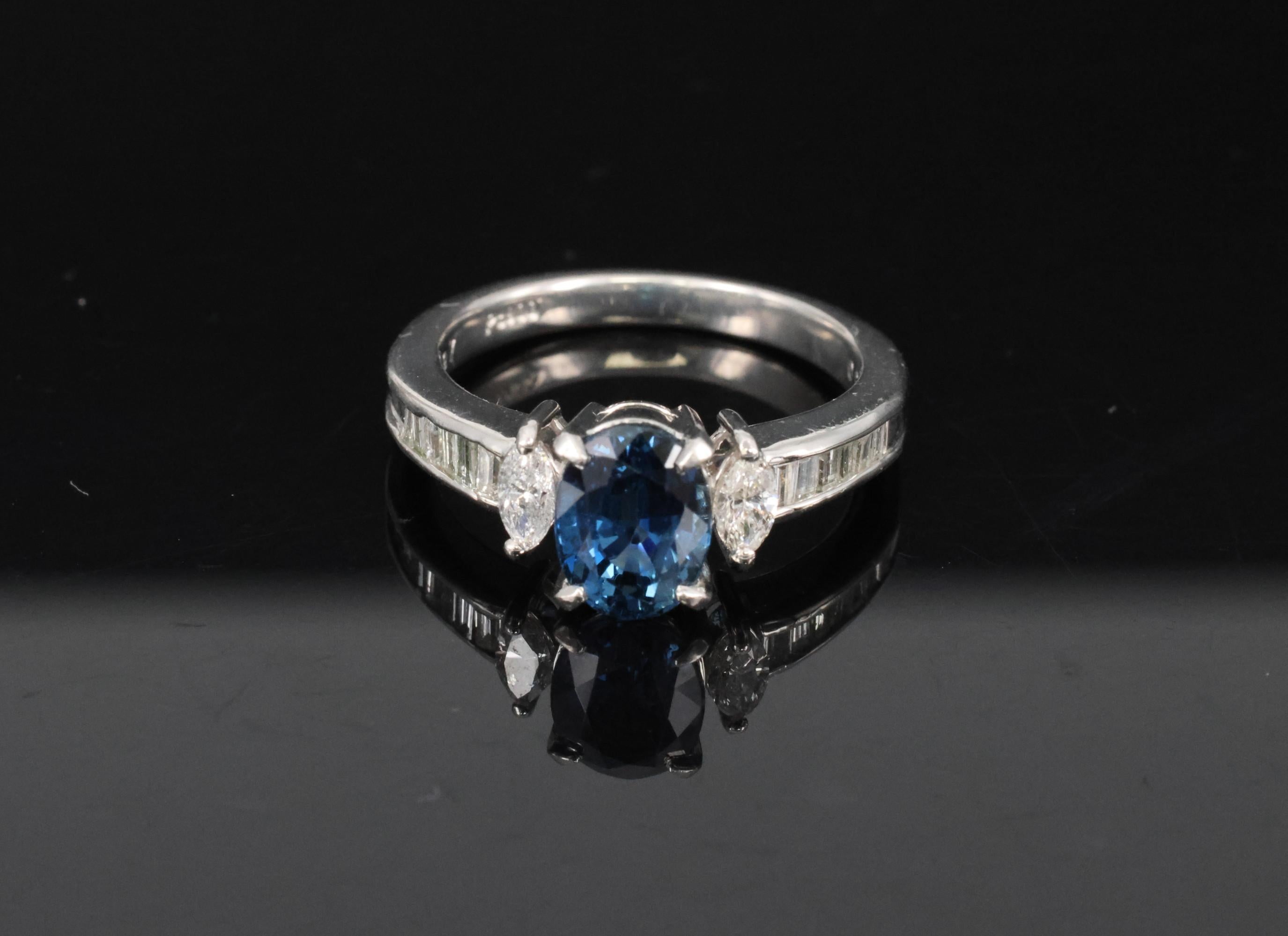 Fine 1.97ct GIA Certified Blue Sapphire & 0.50ct Diamond Platinum Ring Size 6.5