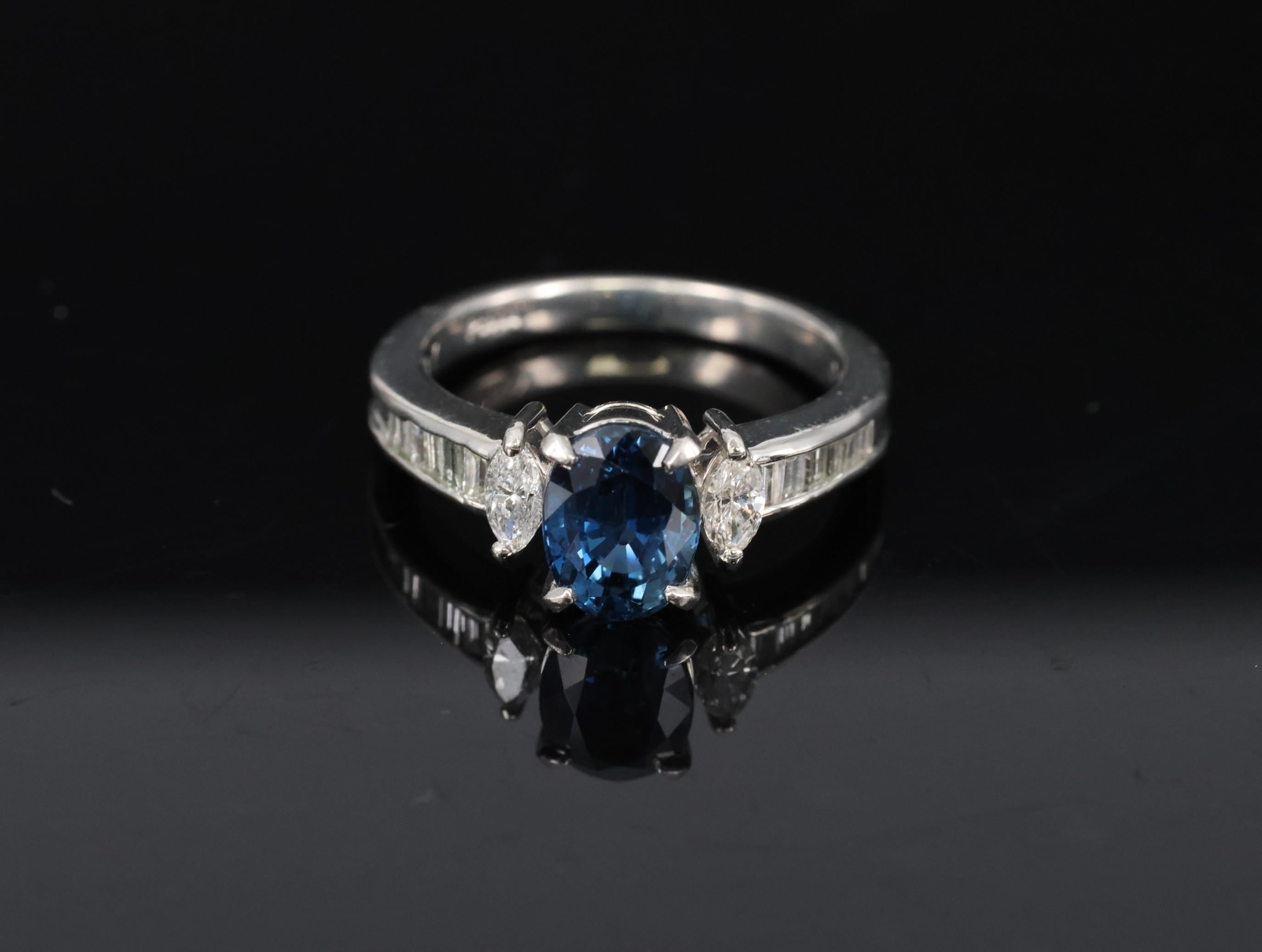 Fine 1.97ct GIA Certified Blue Sapphire & 0.50ct Diamond Platinum Ring Size 6.5