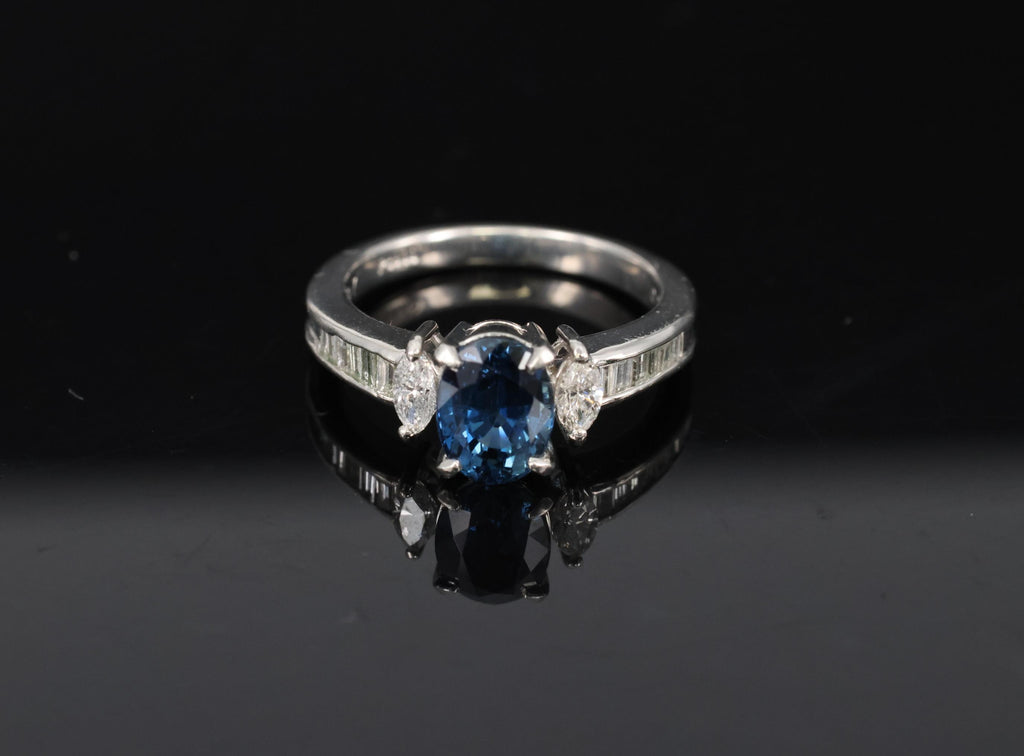 Fine 1.97ct GIA Certified Blue Sapphire & 0.50ct Diamond Platinum Ring Size 6.5