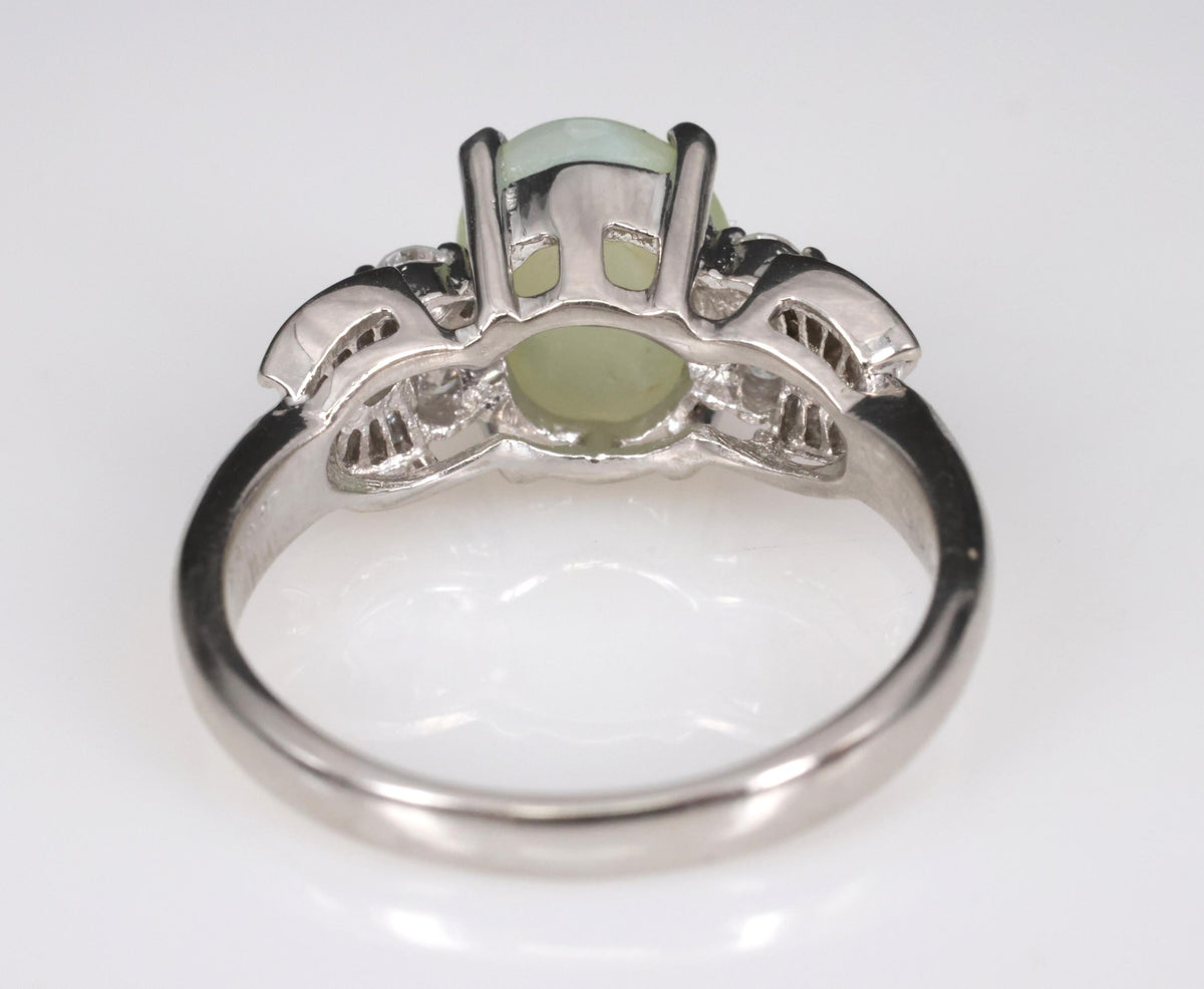 3.04ct Natural Untreated Chrysoberyl Cat's Eye & 0.48ct Diamond Platinum Ring