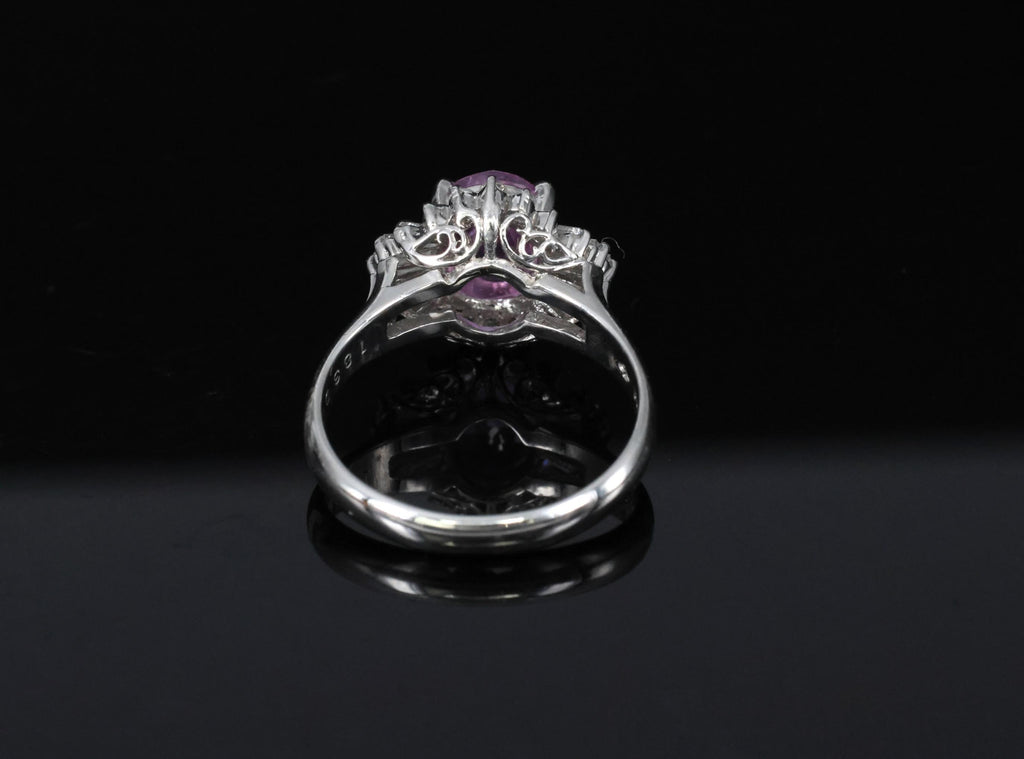 Fine 1.83ct Vivid Pink Sapphire & 0.58ct Diamond Platinum Ring Size 6.5, 5.7g