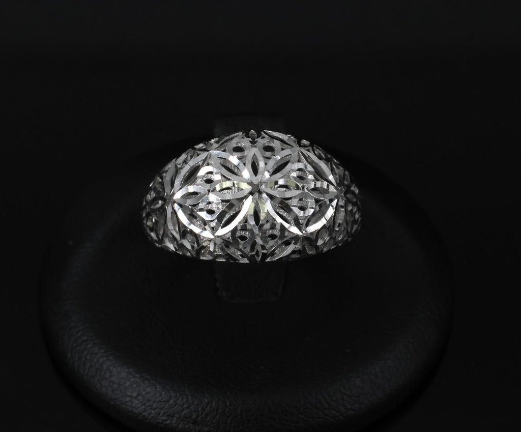 Unique Handmade Solid Platinum Decorated Dome Ring Size 6.75, 4.0g