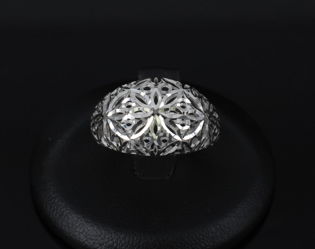 Unique Handmade Solid Platinum Decorated Dome Ring Size 6.75, 4.0g