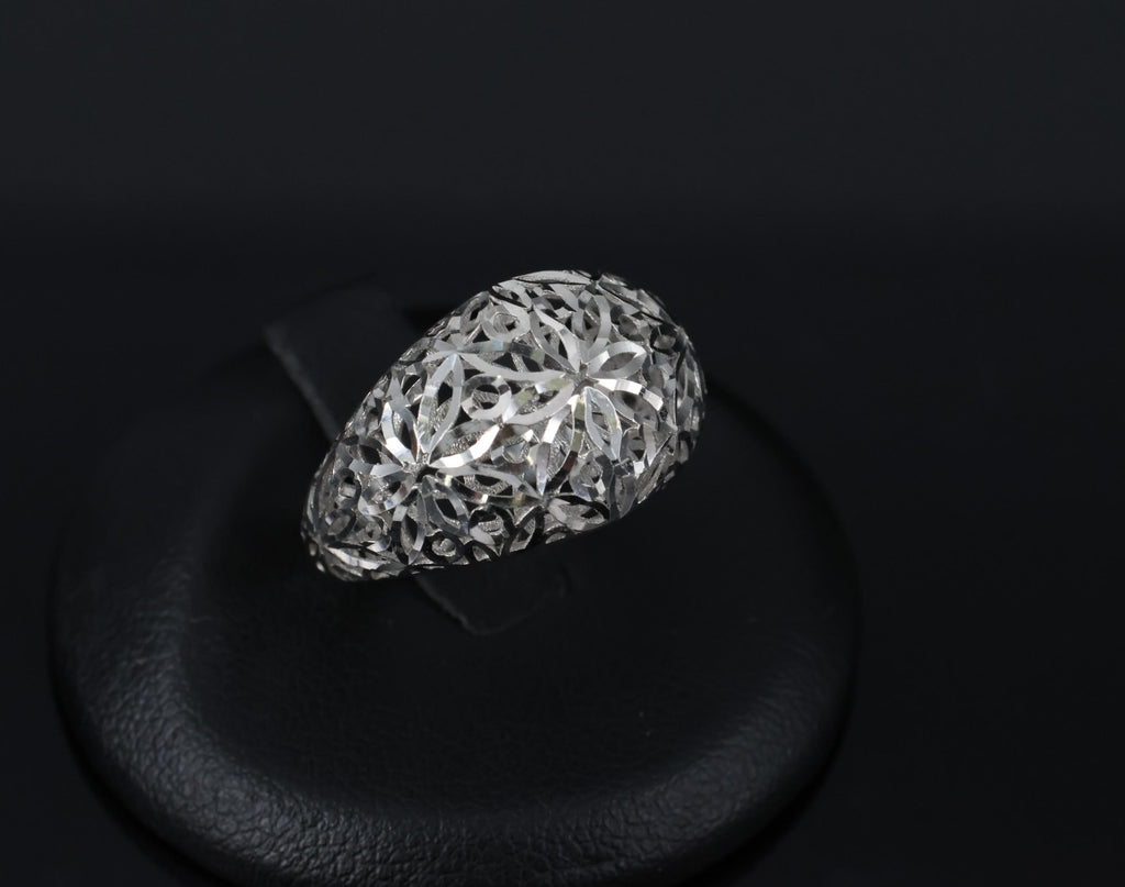 Unique Handmade Solid Platinum Decorated Dome Ring Size 6.75, 4.0g