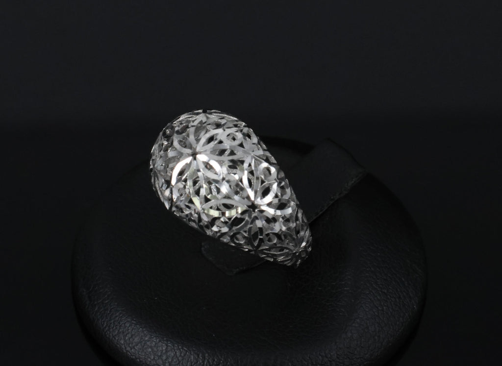 Unique Handmade Solid Platinum Decorated Dome Ring Size 6.75, 4.0g