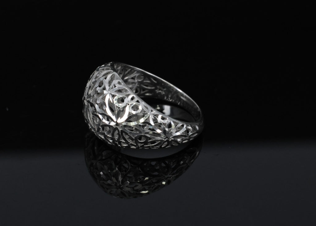 Unique Handmade Solid Platinum Decorated Dome Ring Size 6.75, 4.0g