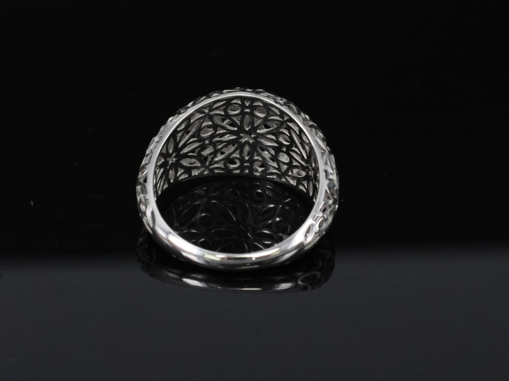 Unique Handmade Solid Platinum Decorated Dome Ring Size 6.75, 4.0g
