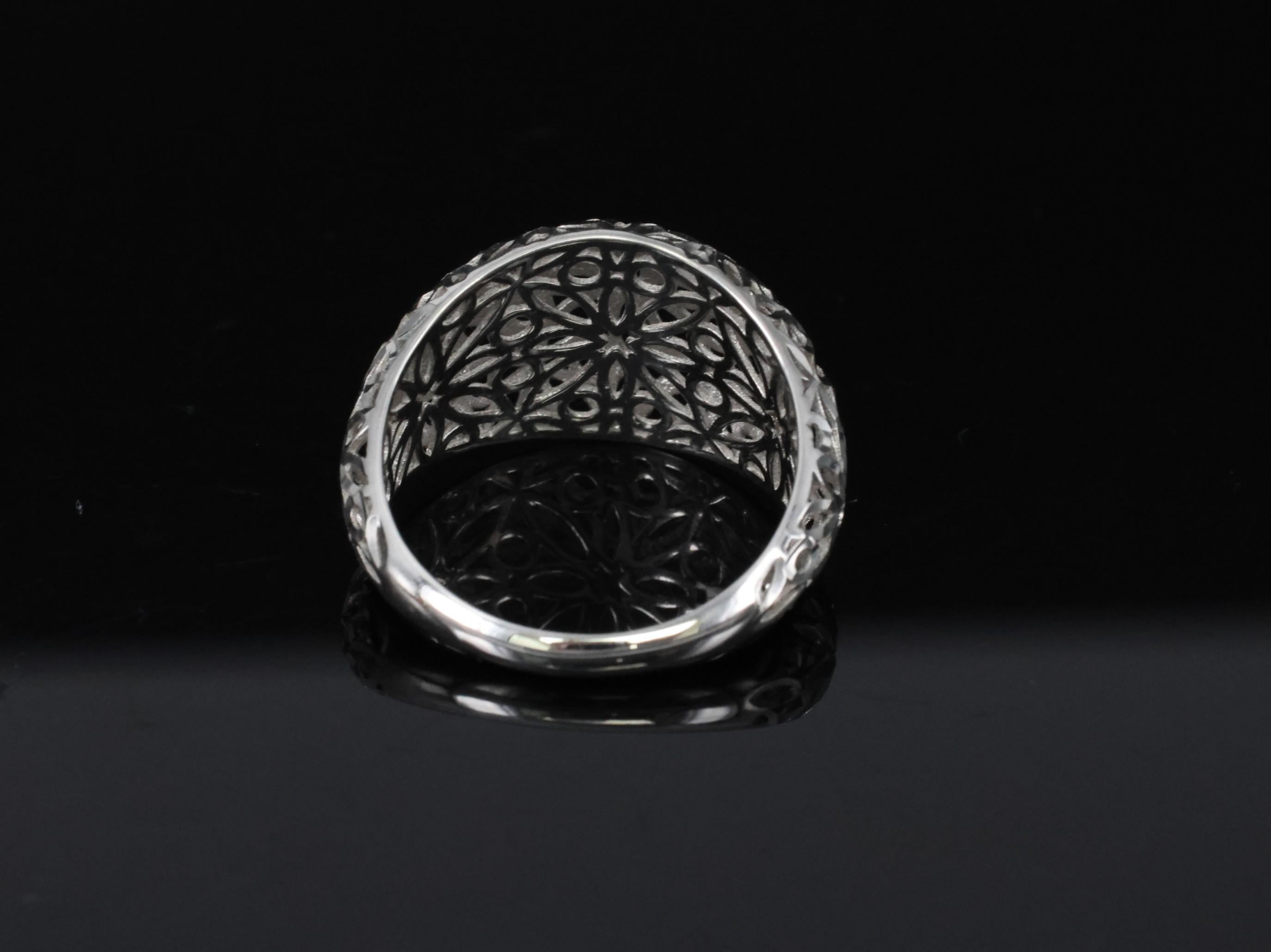 Unique Handmade Solid Platinum Decorated Dome Ring Size 6.75, 4.0g