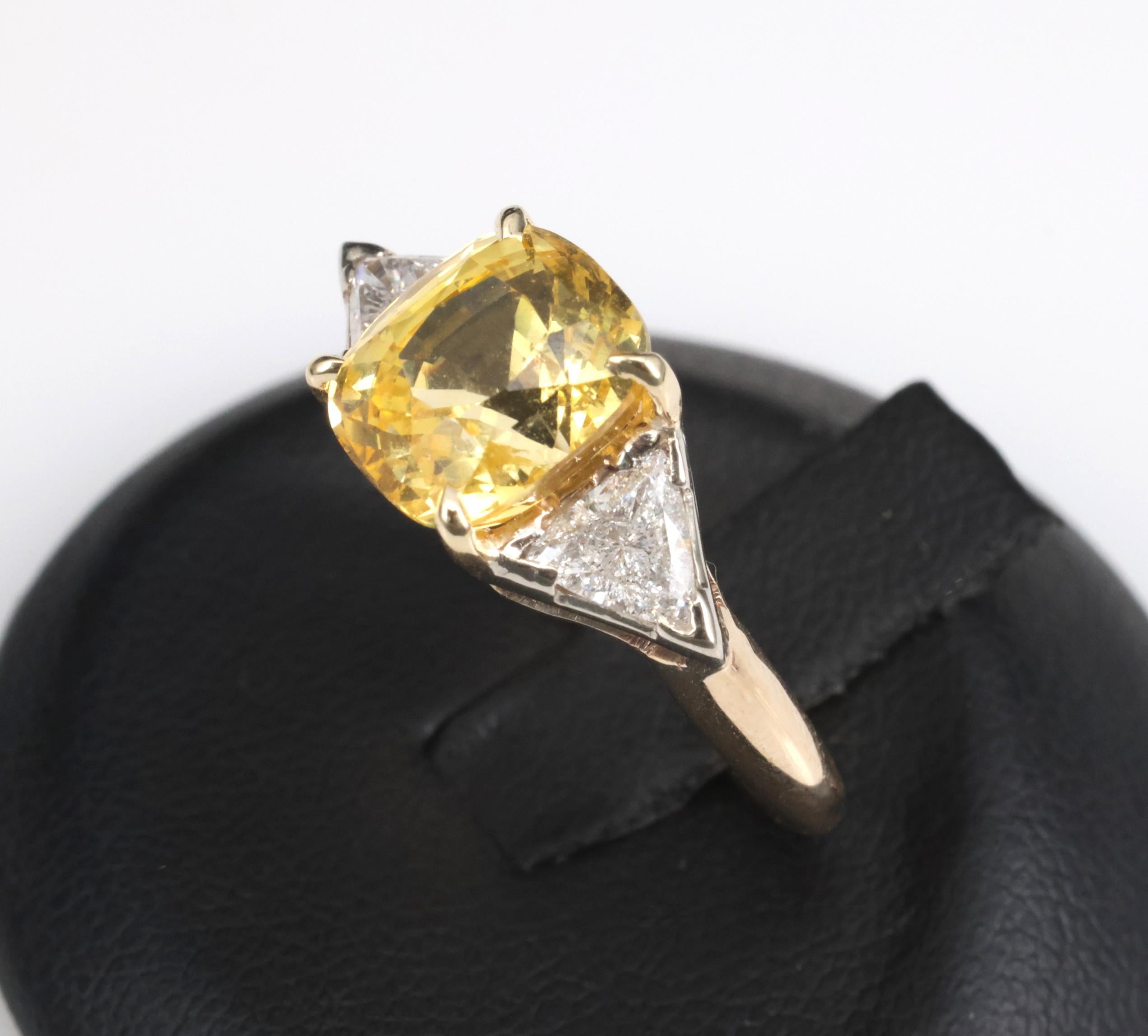 4.52ct GIA Ceylon No Heat Yellow Sapphire & 0.50ct Diamond 18K Gold Ring, Size 8