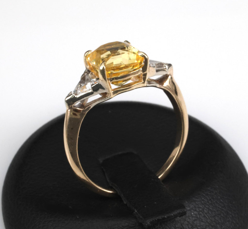 4.52ct GIA Ceylon No Heat Yellow Sapphire & 0.50ct Diamond 18K Gold Ring, Size 8