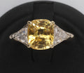 4.52ct GIA Ceylon No Heat Yellow Sapphire & 0.50ct Diamond 18K Gold Ring, Size 8
