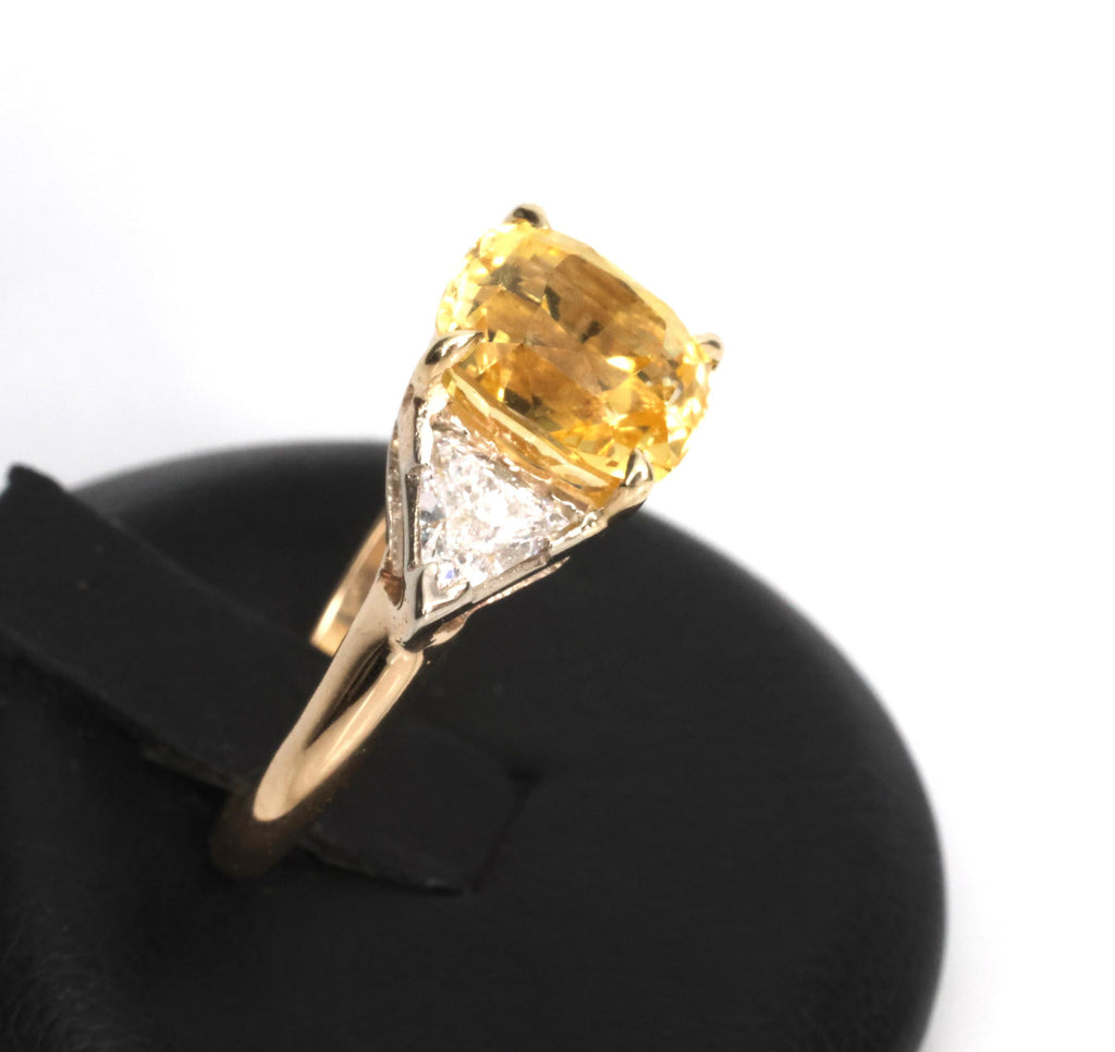 4.52ct GIA Ceylon No Heat Yellow Sapphire & 0.50ct Diamond 18K Gold Ring, Size 8