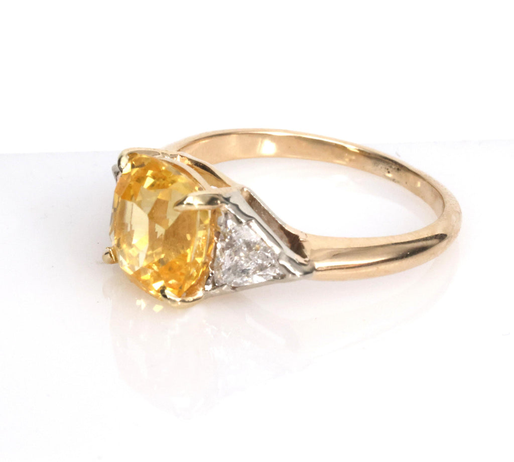 4.52ct GIA Ceylon No Heat Yellow Sapphire & 0.50ct Diamond 18K Gold Ring, Size 8