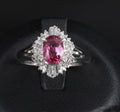 Rare 1.31ct GIA Thai Pink Sapphire & 0.35ct Diamond Halo Platinum Ring Size 7.5