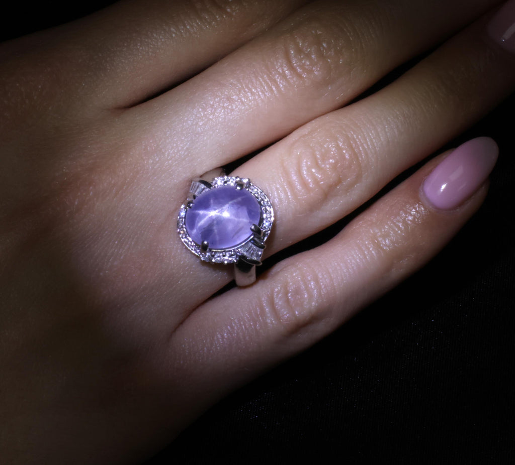 11.70ct GIA Natural Ceylon Star Sapphire & 0.89ct Diamond Platinum Ring Size 7
