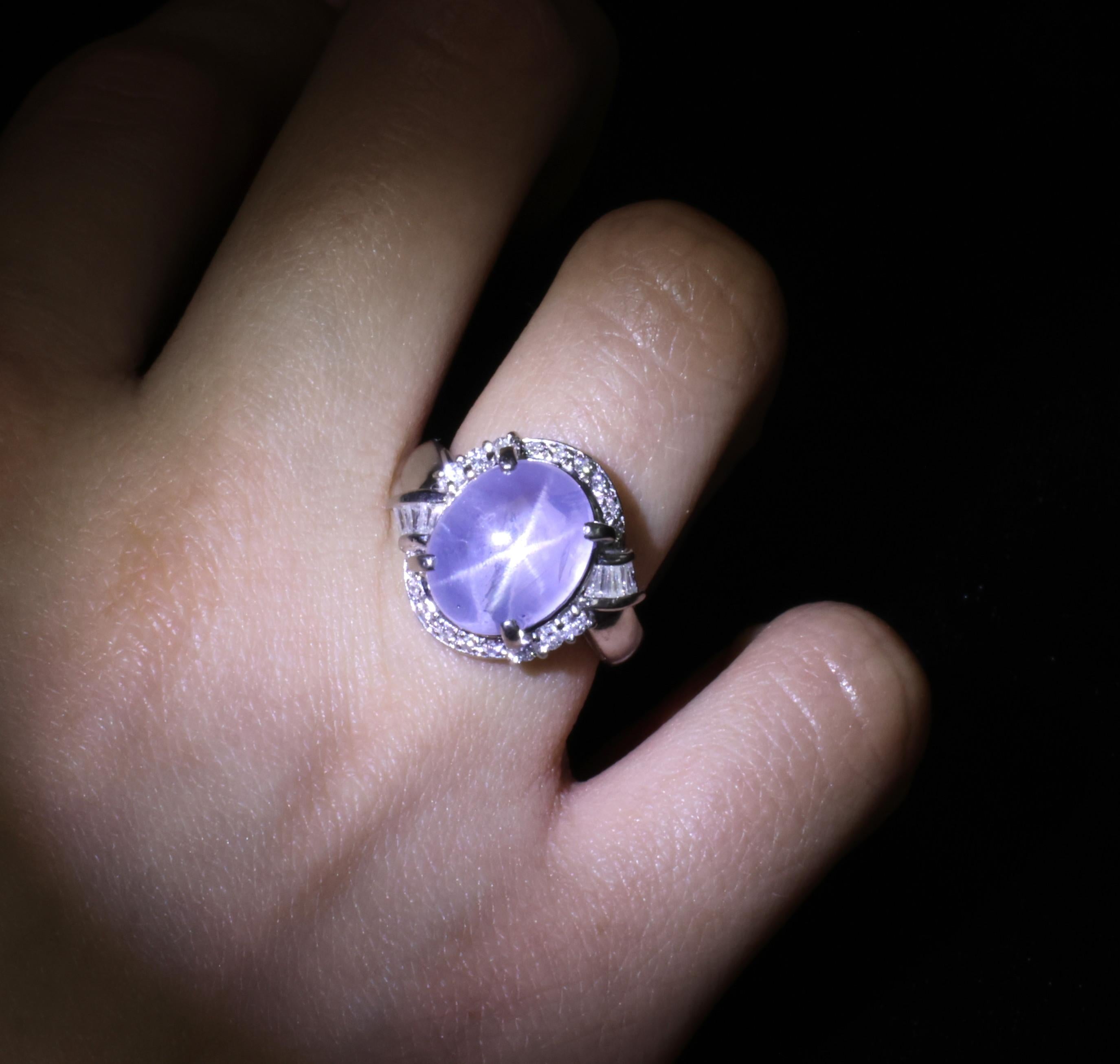 11.70ct GIA Natural Ceylon Star Sapphire & 0.89ct Diamond Platinum Ring Size 7