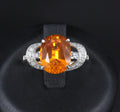 4.49ct GIA Vivid Orange Sapphire & 0.51ct Diamond Platinum Ring Size 6.5 8.1gr