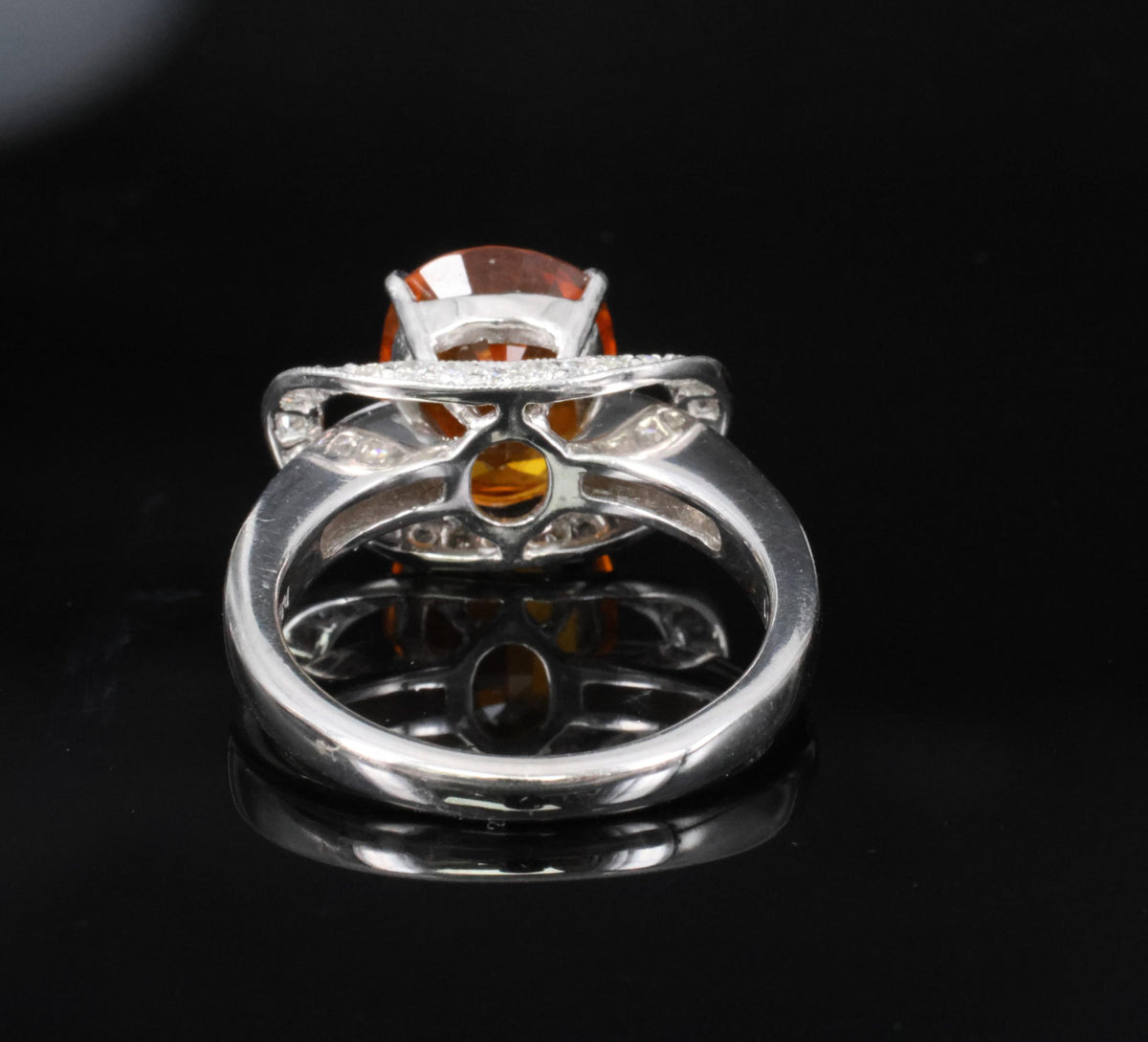 4.49ct GIA Vivid Orange Sapphire & 0.51ct Diamond Platinum Ring Size 6.5 8.1gr