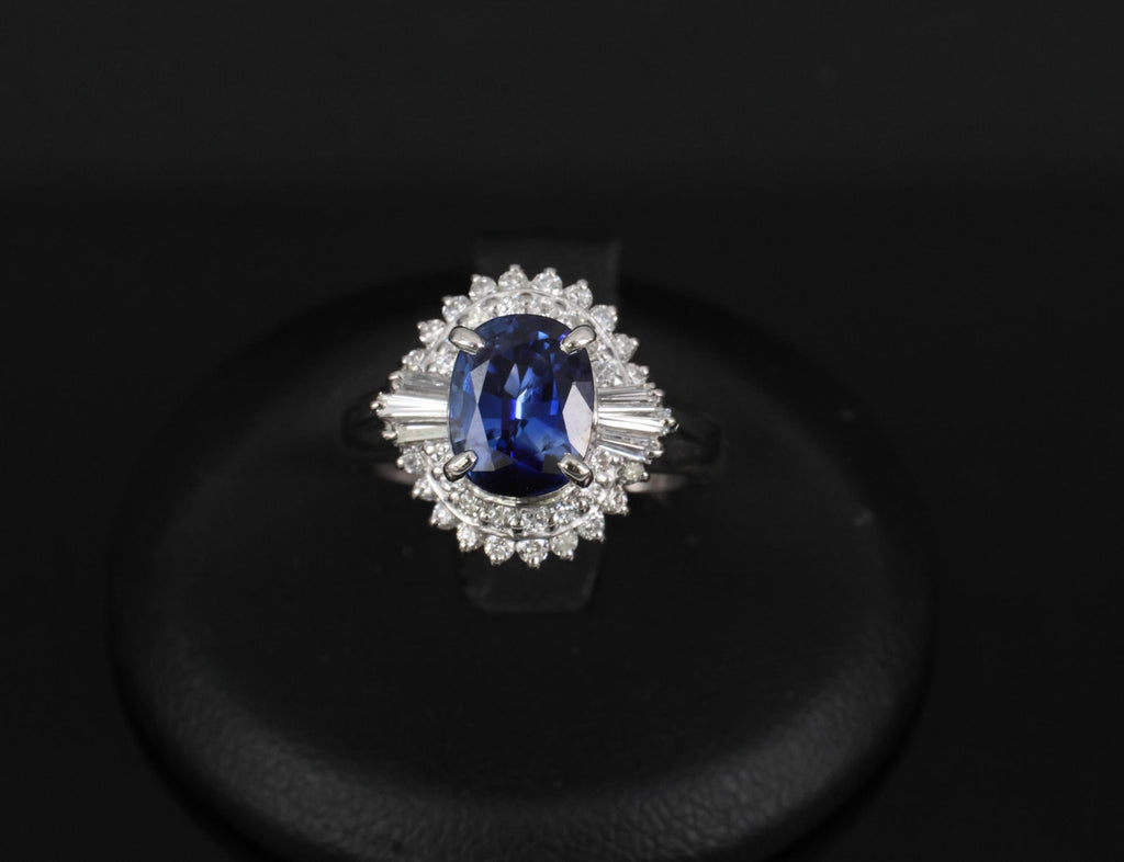 Fine 2.37ct GIA Madagascar Sapphire & 0.54ct Diamond Platinum Ring Size 6.75