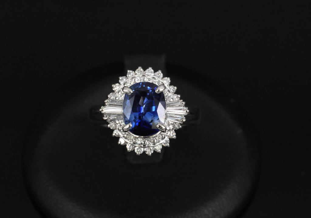 Fine 2.37ct GIA Madagascar Sapphire & 0.54ct Diamond Platinum Ring Size 6.75