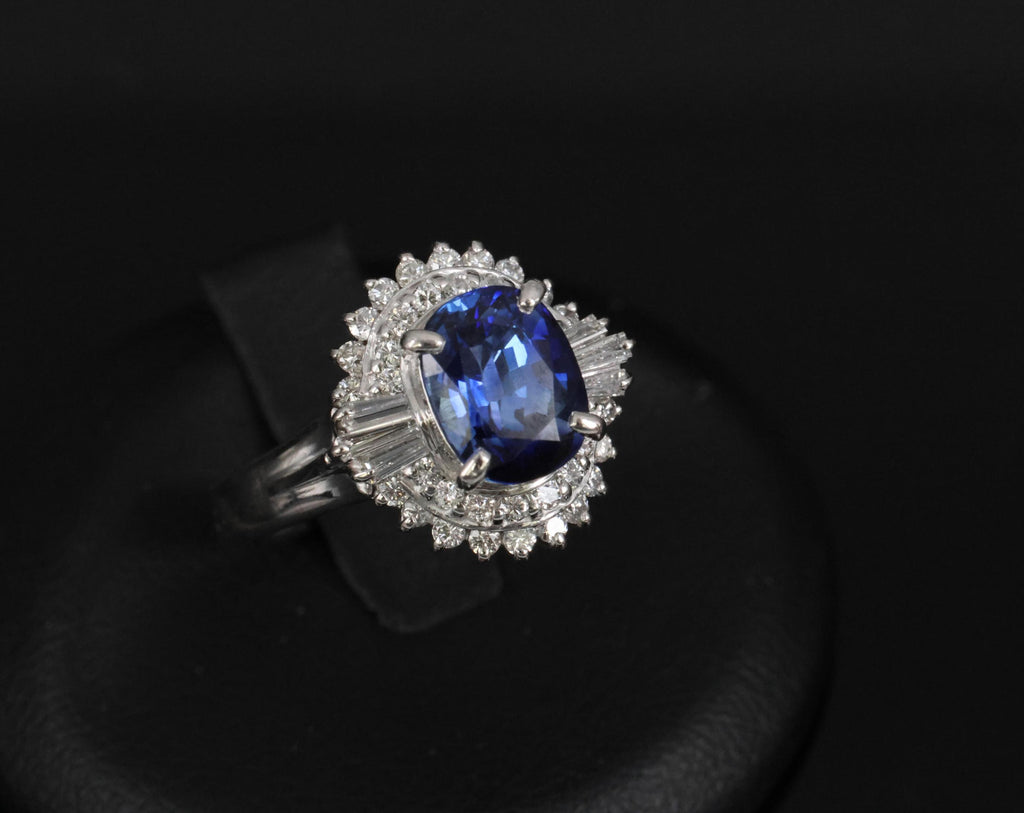 Fine 2.37ct GIA Madagascar Sapphire & 0.54ct Diamond Platinum Ring Size 6.75