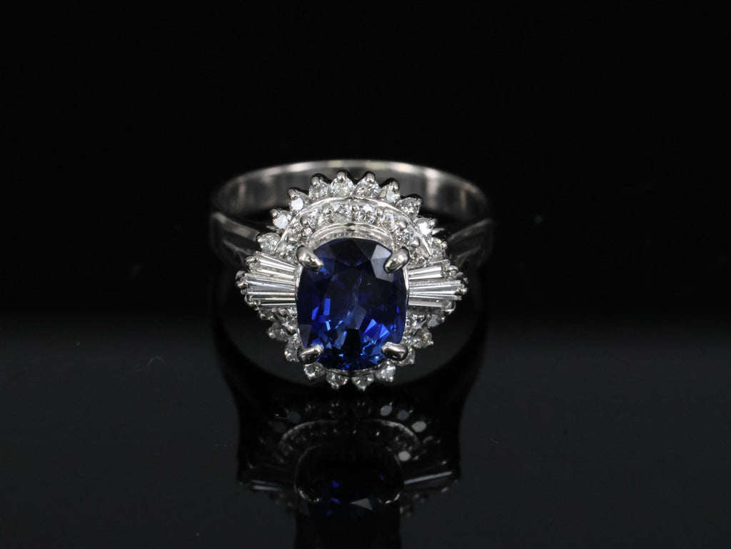 Fine 2.37ct GIA Madagascar Sapphire & 0.54ct Diamond Platinum Ring Size 6.75