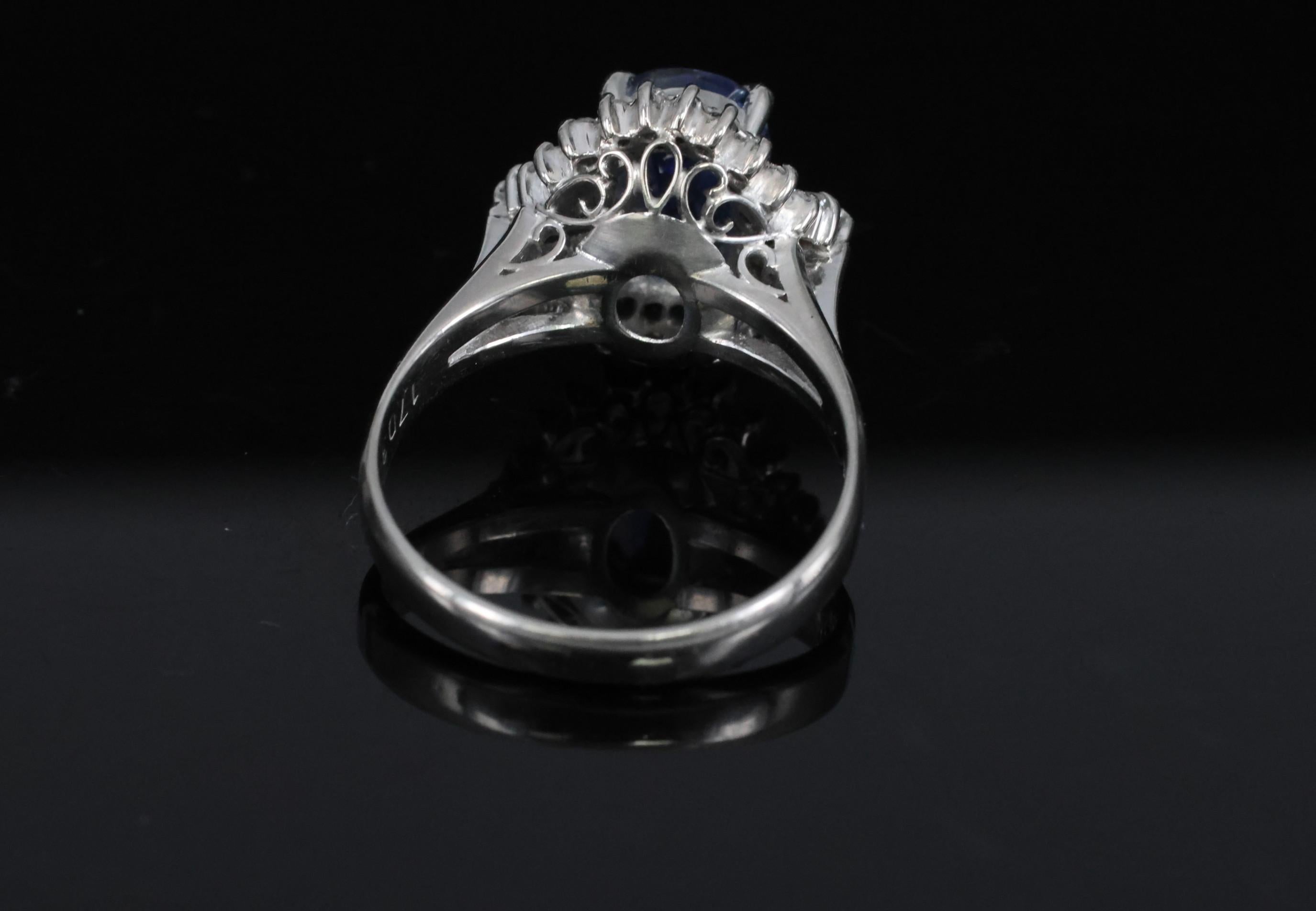 Fine 2.37ct GIA Madagascar Sapphire & 0.54ct Diamond Platinum Ring Size 6.75