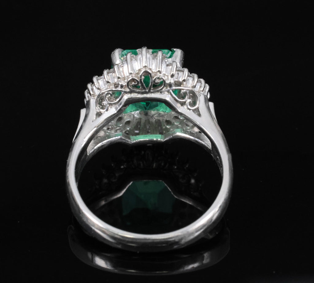 Rare 2.08ct GIA Colombian No Oil Emerald 0.51ct Diamond Platinum Ring Size 4.25