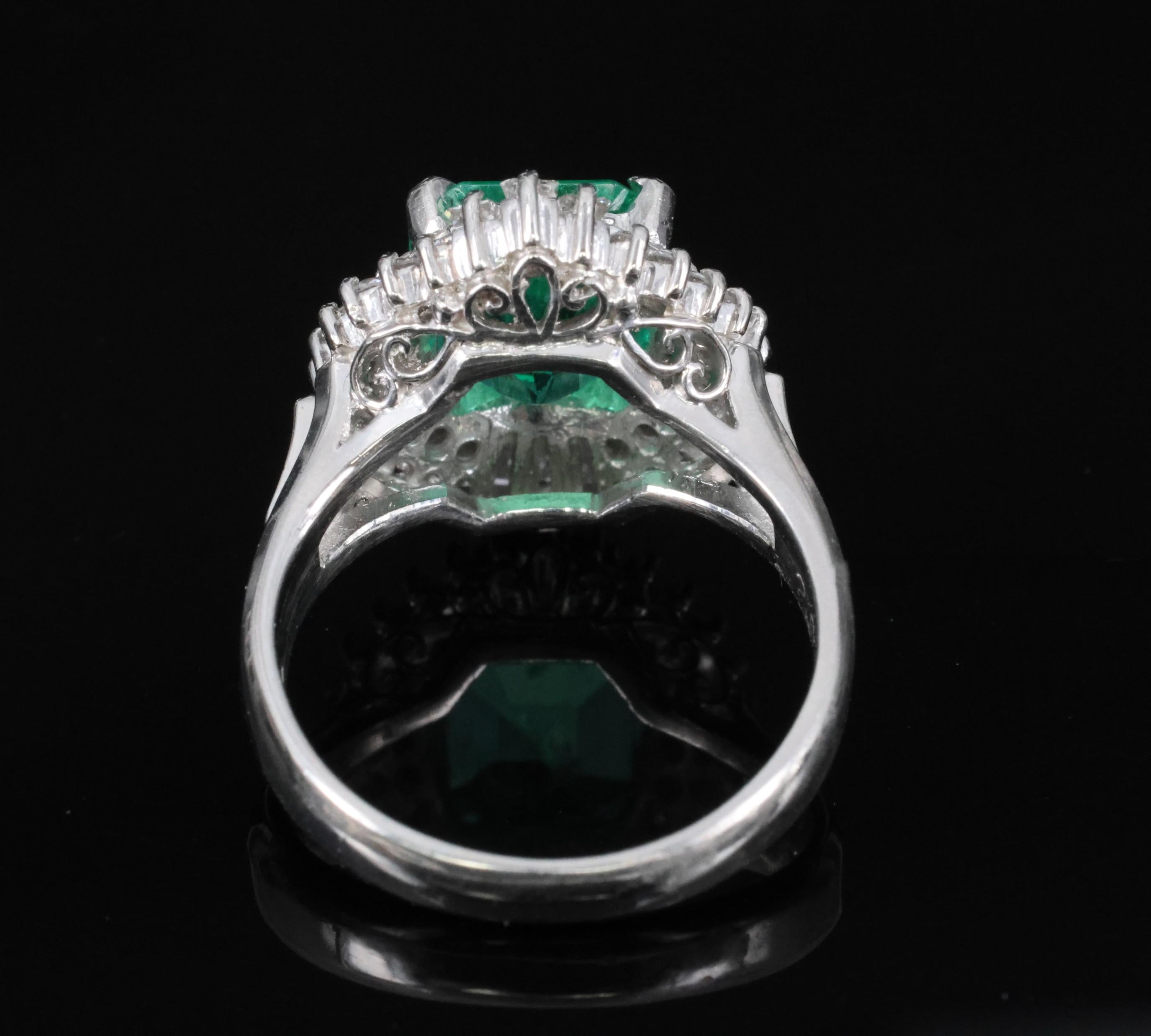 Rare 2.08ct GIA Colombian No Oil Emerald 0.51ct Diamond Platinum Ring Size 4.25